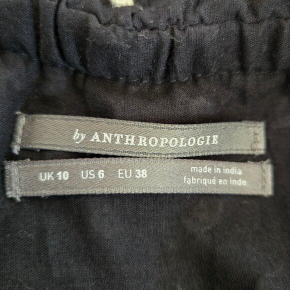 Anthropologie Marisol Size 6 Boho Black & White Embroidered Off-Shoulder Dress - Picture 9 of 11